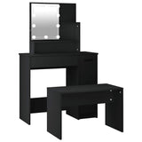 Dressing Table Set with LED Black Engineered Wood 3114116