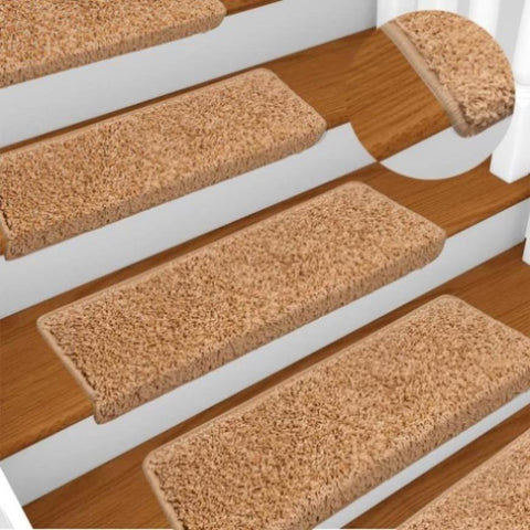 Stair Mats 15 pcs 65x21x4 cm Beige Rectangular Edge 134577
