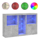 Sideboard with LED Lights Concrete Grey 162x37x100 cm 3209173