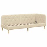 Corner Bed Frame with Headboard Cream 80 x 200 cm Fabric 42016559
