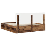 Bed Frame with Headboard Old Wood 200 x 200 cm Solid Pine Wood 3412450