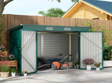 3.7 x 7.9ft Galvanised Steel Shed, with Latched Door and Padlock - Green T3398P325359