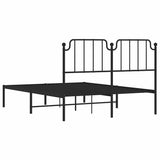 Metal Bed Frame without Mattress with Headboard Black 135x190cm 373886