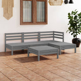 ZNTS 5 Piece Garden Lounge Set Solid Pinewood Grey 3082634