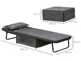 Fabric Sleeper Chair, Folding Chair Bed with Adjustable Backrest, Pillow, Side Pockets for Living T3398P377944