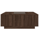ZNTS Coffee Table with Infinity LED Brown Oak 100x100x40 cm 3284048
