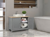 Modern Double Shutter Door MDF Spray Paint Bathroom Sink Cabinet Gray 95544166