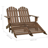 Garden Chair Brown Solid Fir Wood 2-seater Detachable 315911