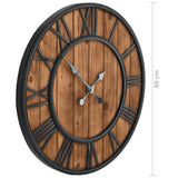 Vintage Wall Clock with Quartz Movement Wood and Metal 60cm XXL 50646