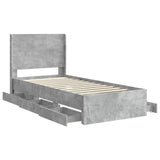 Bed Frame with Storage and Headboard Concrete Grey 75 x 190 cm 3413992