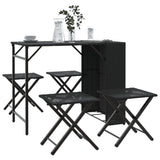 ZNTS 5 Piece Garden Dining Set Foldable Black Poly Rattan 365944