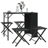 5 Piece Garden Camping Set Foldable Black Poly Rattan 365944