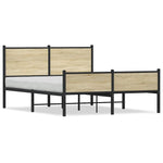 Metal Bed Frame without Mattress Sonoma Oak 137x190 cm 4007903
