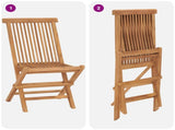 3 Piece Folding Garden Bistro Set Natural Solid Teak Wood 3434098