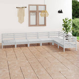 7 Piece Garden Lounge Set Solid Wood Pine White 3083015