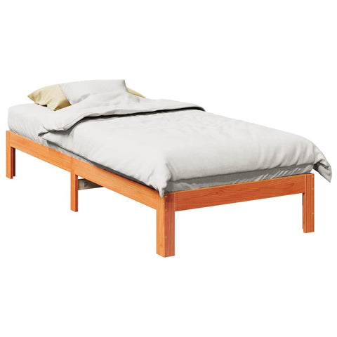 ZNTS Bed Frame without Mattress Wax Brown 90x200 cm Solid Wood Pine 859222