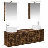 Bathroom Cabinet Set 5 pcs Smoked Oak Engineered Wood 3406515
