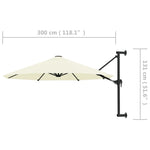 ZNTS Wall-Mounted Garden Parasol with Metal Pole 300 cm Sand 44863