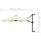 ZNTS Wall-Mounted Garden Parasol with Metal Pole 300 cm Sand 44863