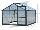 6 x 6ft Polycarbonate Greenhouse, Large Walk-In Green House with Slide Door and Window, Garden T3398P314191