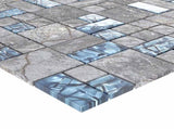 Mosaic Tile 22 pcs Grey and Blue 50 x 50 cm Glass 42046764