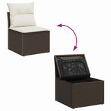 Garden Sofa Set with Cushion Manual 8 pcs Brown Poly rattan 3357141
