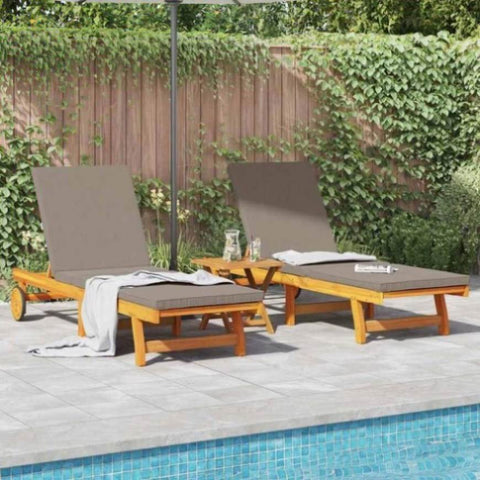 Sun Lounger 2 pcs Brown 63 x 199 x 85cm Solid Acacia wood 3325197