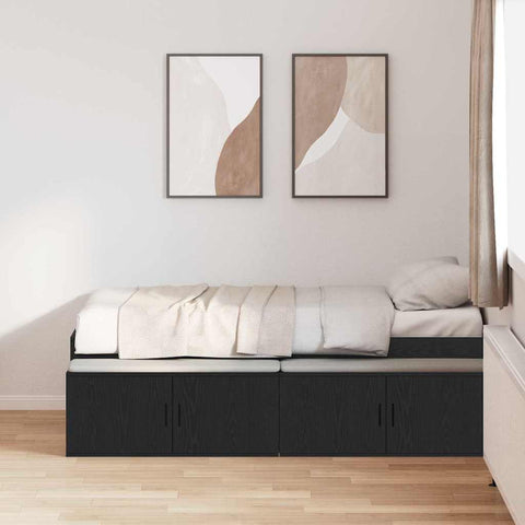 Storage Bed Frame Black oak 100 x 200 cm Engineered wood 3335182