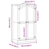 Wardrobe Corona White 102x52x186 cm Solid Wood Pine 4012155