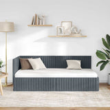 Corner Bed Frame with Headboard Dark grey 90 x 190 cm Velvet 42016257