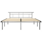 Bed Frame Grey Metal, Plywood 200x200 cm Modern Bed Frame 324840