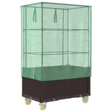 Raised Bed with Cover and Wheels Rattan Look 80x50x182 cm 4015808