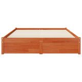 Bed Frame with Drawer with Storage Wax Brown Solid Pine Wood 3423809