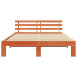 Bed Frame with Headboard Wax Brown 150 x 200 cm Solid Pine Wood 872607