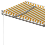 ZNTS Manual Retractable Awning with Posts 4x3.5 m Yellow and White 3070018