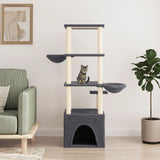 Cat Tree with Sisal Scratching Posts Dark Grey 147 cm 171782