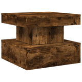 Coffee Table with LED Lights Smoked Oak 50x50x40 cm 839844