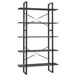 5-Tier Book Cabinet Grey 100x30x175 cm Pinewood 3082005