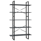 5-Tier Book Cabinet Grey 100x30x175 cm Pinewood 3082005