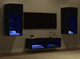 TV Wall Cabinets Wall-mounted 4 pcs Black Oak Engineered Wood 3402919