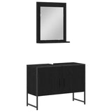Bathroom Furniture Set Wall-mounted 2 pcs Black Engineered wood 3334333
