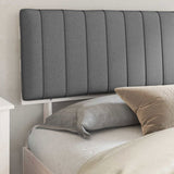 Bed Frame with Upholstered Headboard Light Grey 200 x 200 cm 3398098