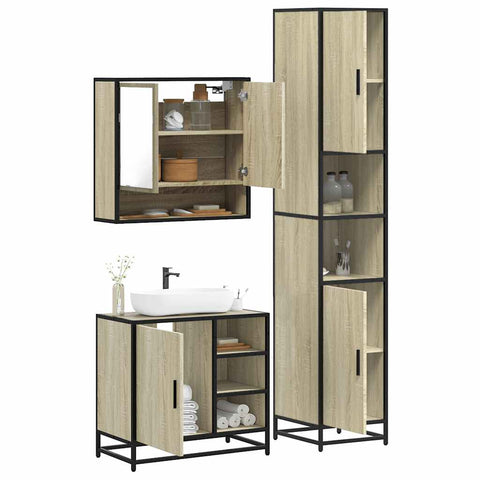 ZNTS 4 Piece Bathroom Furniture Set Sonoma Oak Engineered Wood 3301116