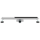 Shower Drain with Glass Cover Black 70 cm Stainless Steel 304 42015951