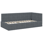Corner Bed Frame with Headboard Dark grey 90 x 190 cm Velvet 42016379