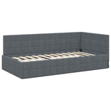 Corner Bed Frame with Headboard Dark grey 90 x 190 cm Velvet 42016379