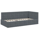 Corner Bed Frame with Headboard Dark Grey 90 cm x 200 cm Velvet 42016389