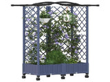 Raised Bed with Trellis and Roof Grey 124 x 40 x 129 cm PP 3423019