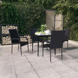 Garden Dining Set Black PE rattan, powder-coated steel, glass 3099396