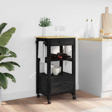 Kitchen Trolley MONZA Black 48 x 40 x 88.5 cm Solid Pine Wood 42027032
